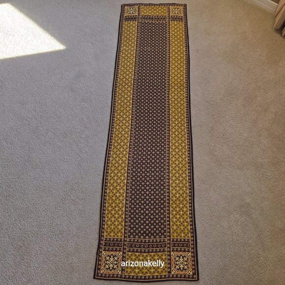 Unused Oscar de la Renta Silk Oblong Scarf Yellow Brown Flowers - Picture 14 of 15